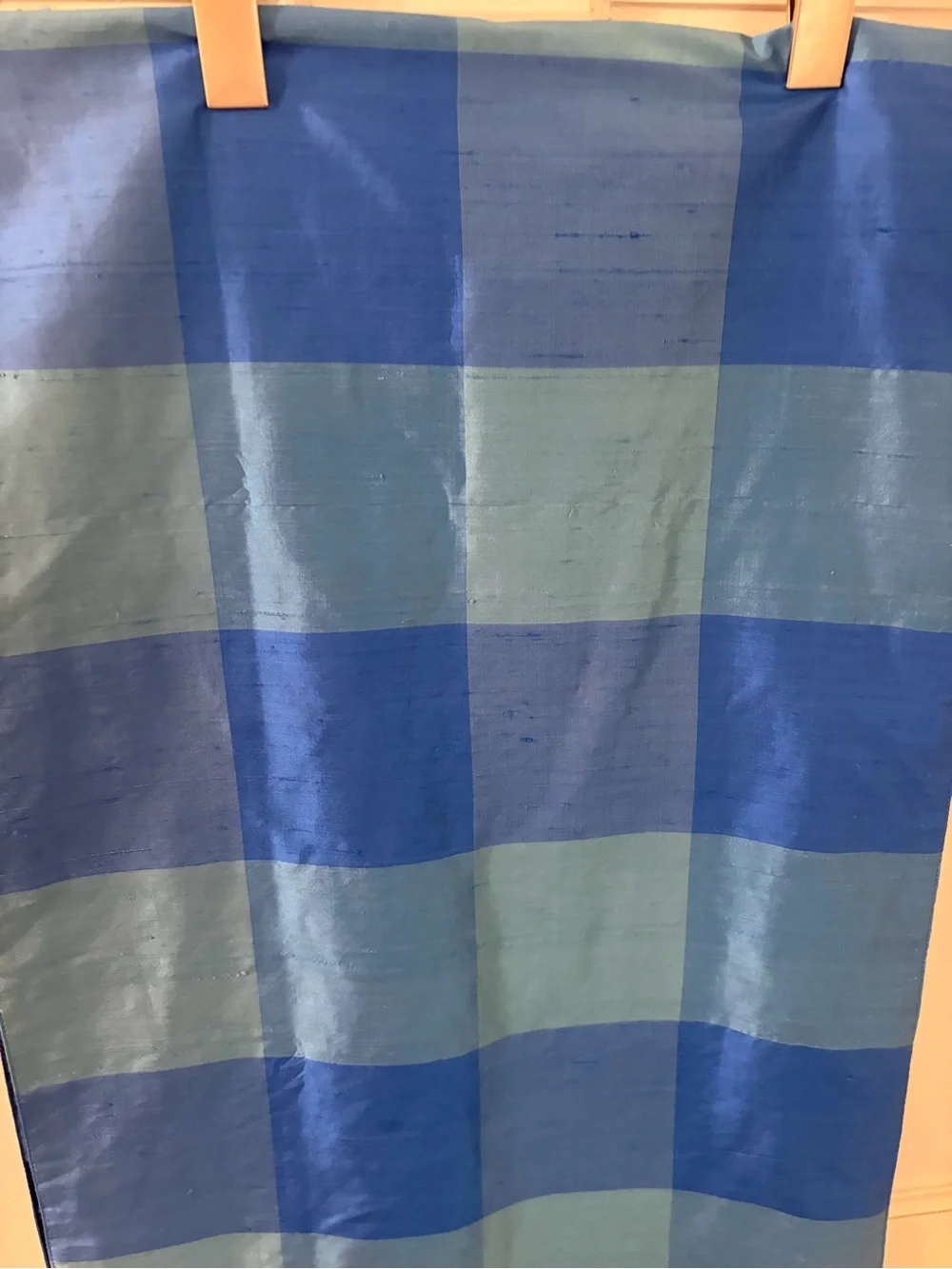 Pottery Barn Blue Silk Block Table Runner 16 x 108